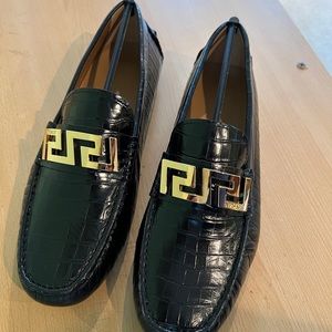 Versace Men’s Greta Croc Effect Leather Loafers